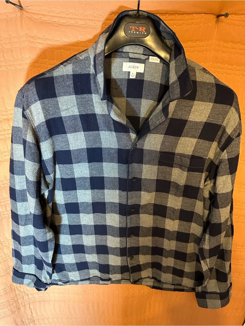 J. Crew Navy and Gray Buffalo Check Button-Down Shirt